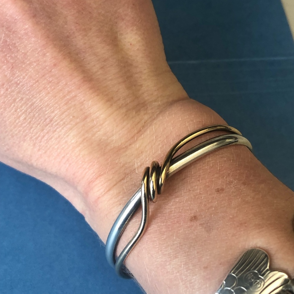 Sterling silver 925 and gold bangle bracelet